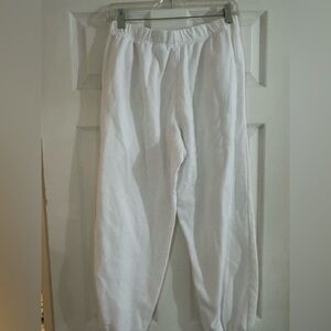 H&M White Sweatpants with Elastic Waistband